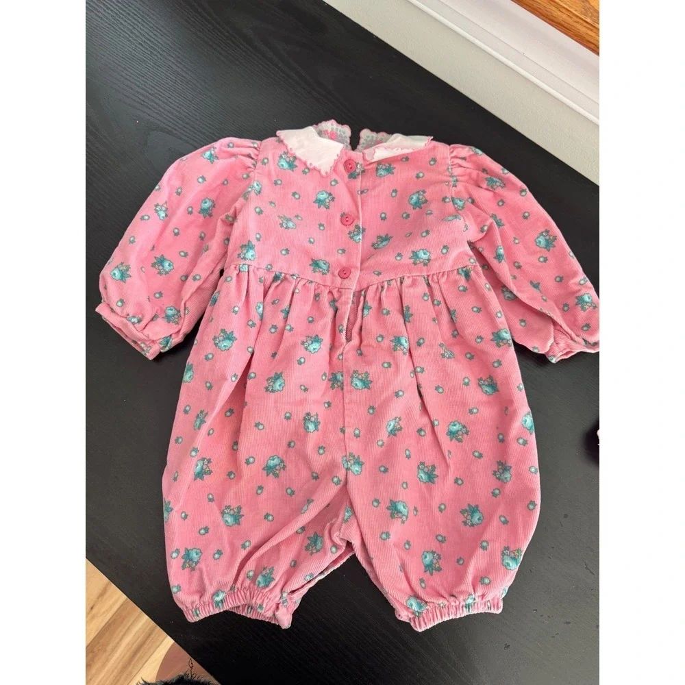 Vintage OshKosh Bgosh Pink CorduroyRomper 12 Months Made USA Peter Pan